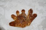 The hand of Israel recieving the Torah. The six fingers isn't Kaballah--it's my mistake or maybe an unconscious tribute to six fingered people.